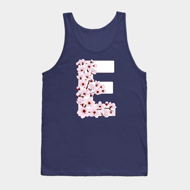 Colorful capital letter E patterned with sakura twig Tank Top by Alina